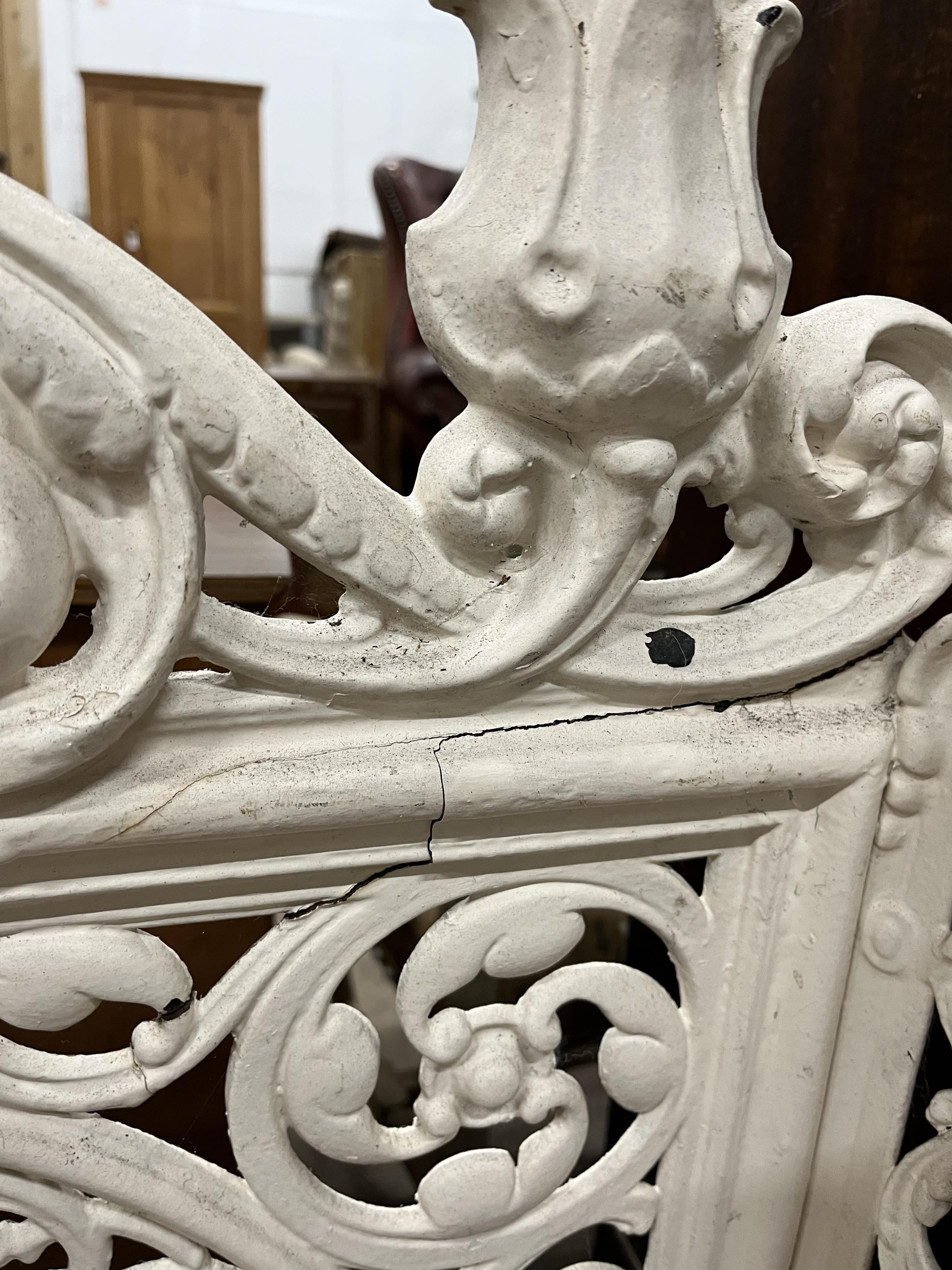 A Victorian painted cast iron hall stand, width 72cm, depth 27cm, height 182cm